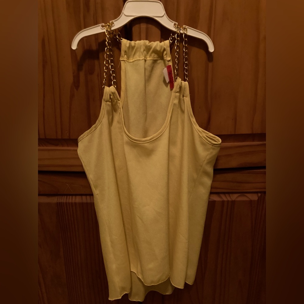 Analogy Gold chain tank top blouse          Size Small Yellow